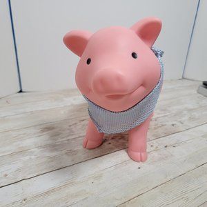 Schylling Rubber‎ Piggy Bank with blue white bandana and plug